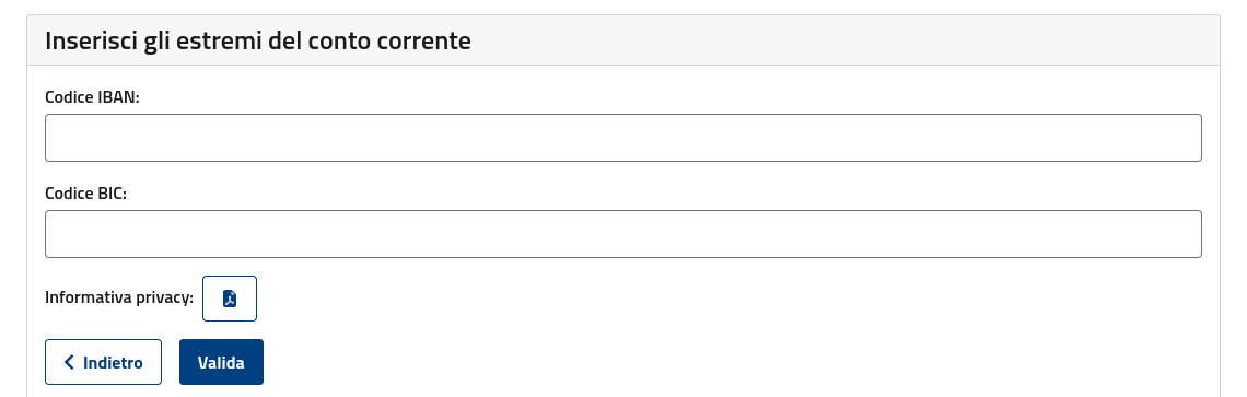 Inserimento e modifica dell'Iban